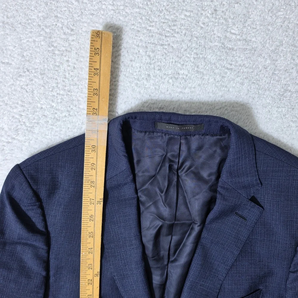 Hugo Boss Lanificio Tesse Biella Mens 40 Blazer Blue Wool L/S Textured